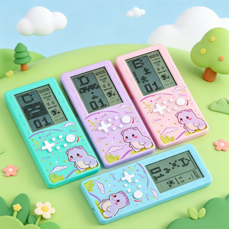 Retro Gaming Handheld Console - Cute Dinosaur Print Game Console Pastel