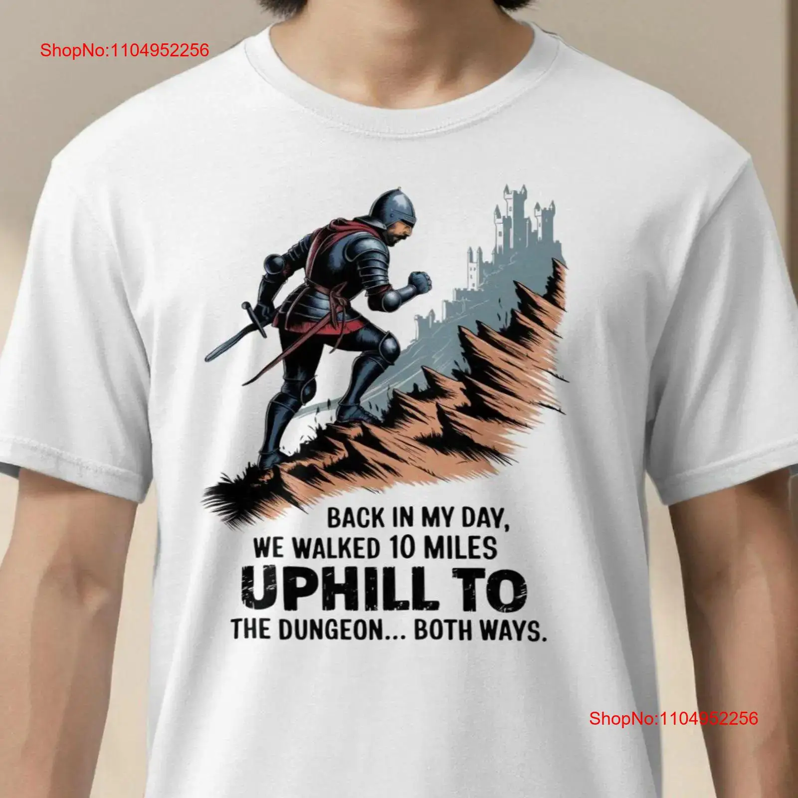 Retro Knight Gaming - Funny Knight T Shirt Uphill Dungeon
