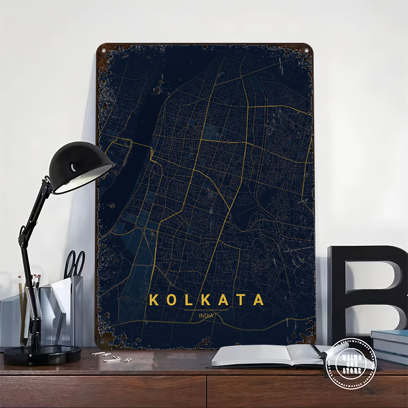 Kolkata India Map Art Tinplate - Retro Gaming India recensie en prijs