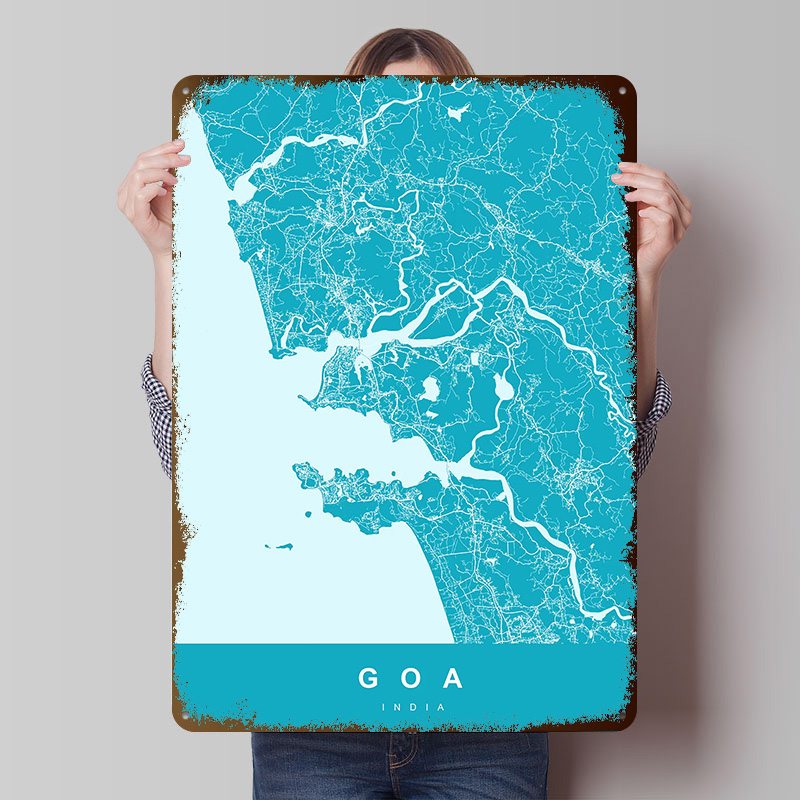 Goa India Map Print Poster Cus - Retro Gaming India recensie en prijs