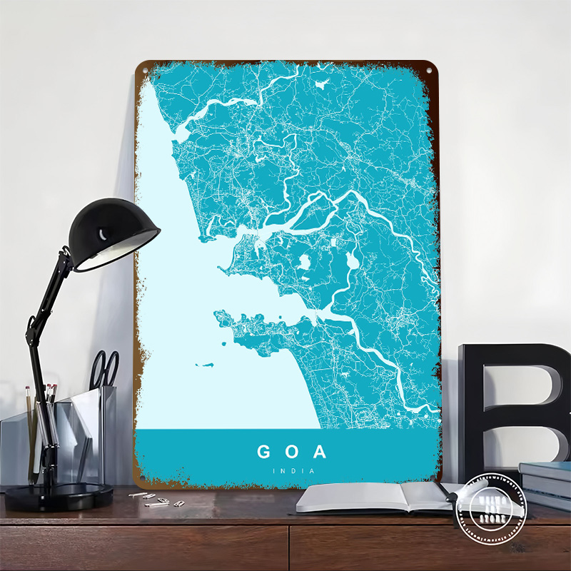 Goa India Map Print Poster Cus - Retro Gaming India recensie en prijs