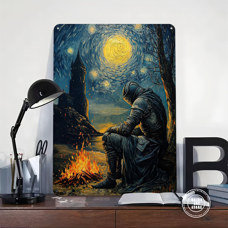 Knight By The Bonfire Tin Plaq - Retro Knight Gaming recensie en prijs